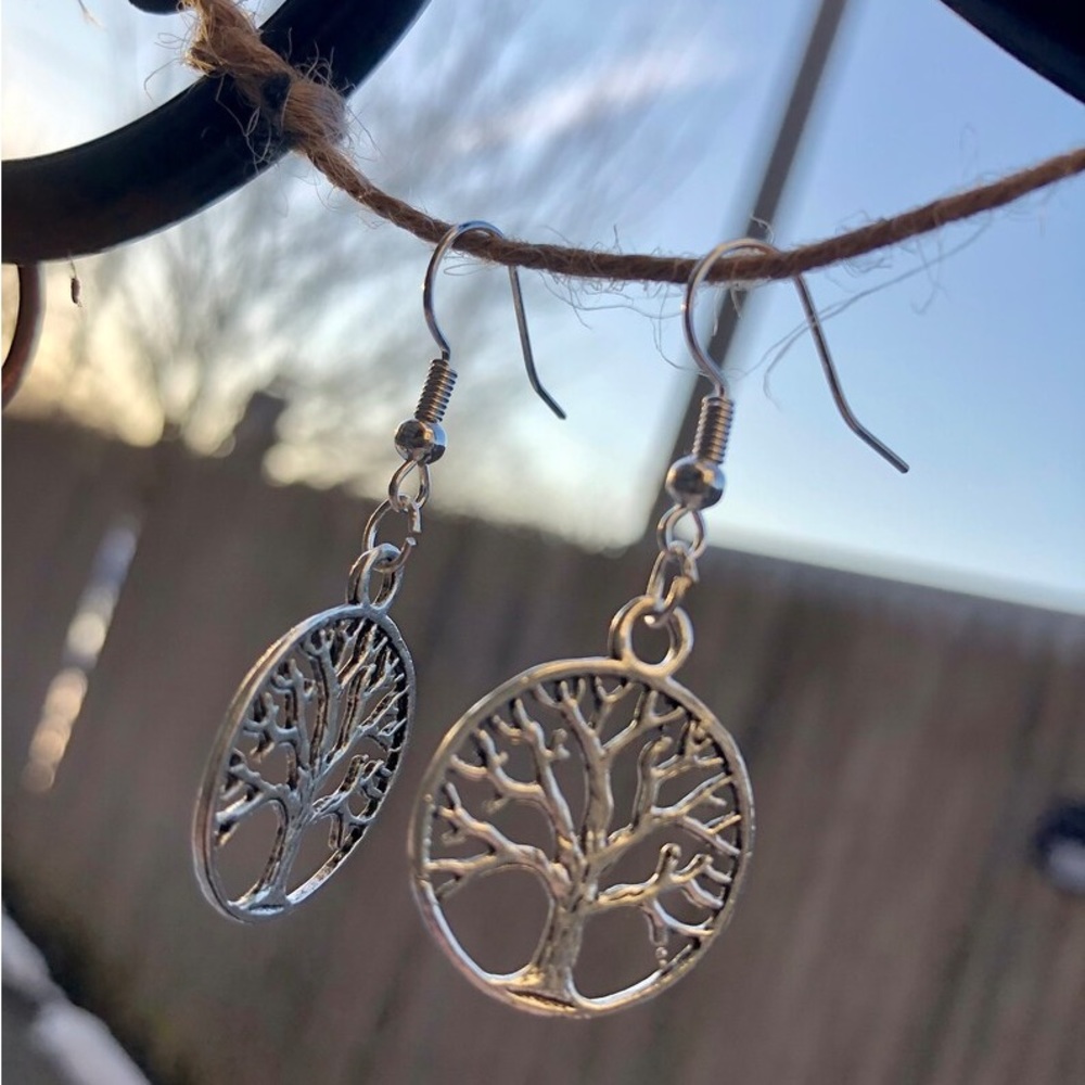 New Woman’s 925 Sterling Silver Tree Of Life Boho Handmade Drop Dangle Earrings - Picture 8 of 16